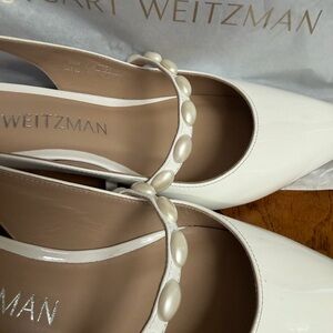 Stuart Weitzman Cream Heels with Pearl Accents over $600 MRSP